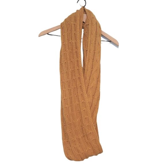 Mustard Yellow Cable Knit Infinity Scarf - Picture 1 of 3